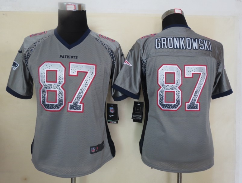 Nike Patriots 87 Gronkowski Grey Women Elite Drift Jersey - Click Image to Close