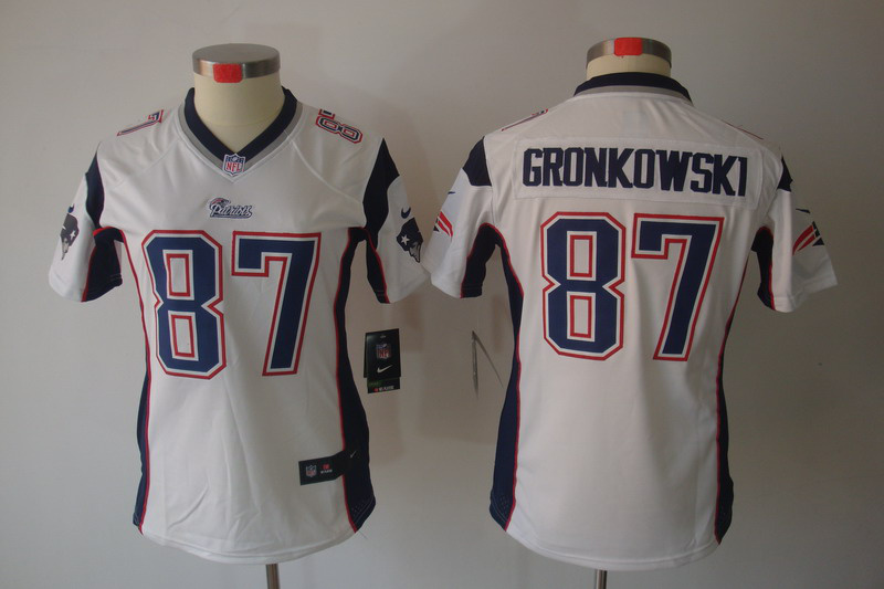 Nike Patriots 87 Gronkowski White Women Limited Jerseys