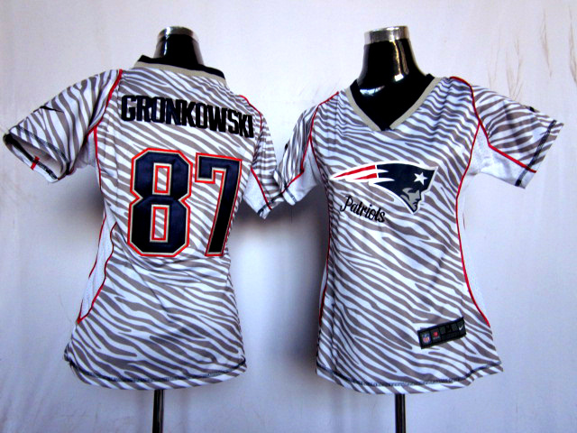Nike Patriots 87 Gronkowski Women Zebra Jerseys