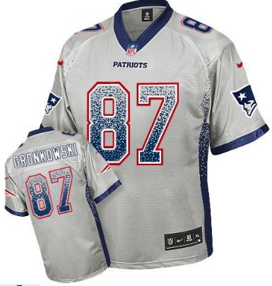 Nike Patriots 87 Rob Gronkowski Grey Elite Drift Jersey