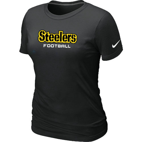 Nike Pittsburgh Steelers Sideline Legend Authentic Font Women's T-Shirt Black - Click Image to Close