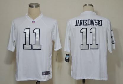 Nike Raiders 11 Janikowski White silver number Game Jerseys - Click Image to Close