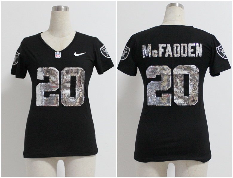 Nike Raiders 20 McFadden Black Sequin Lettering Women Jerseys