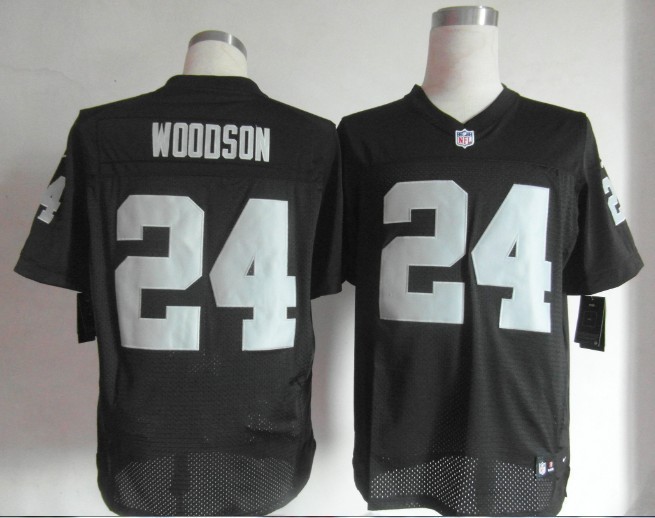 Nike Raiders 24 Woodson Black Elite Jerseys