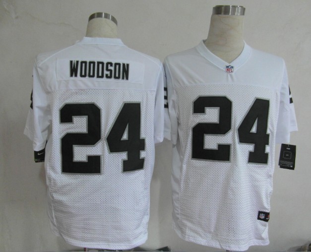 Nike Raiders 24 Woodson White Elite Jerseys