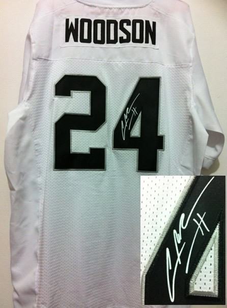 Nike Raiders 24 Woodson White Signature Edition Jerseys - Click Image to Close