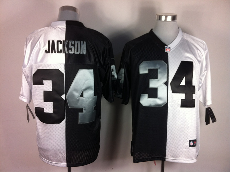 Nike Raiders 34 Jackson Black&White Split Elite Jerseys