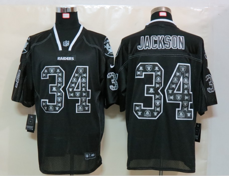Nike Raiders 34 Jackson Lights Out Black Elite Jerseys