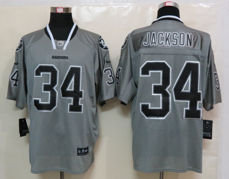 Nike Raiders 34 Jackson Lights Out Grey Elite Jerseys