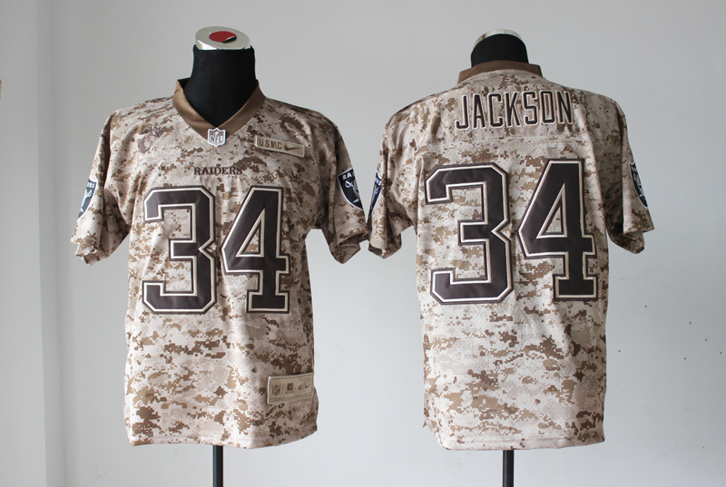 Nike Raiders 34 Jackson US Marine Corps Camo Elite Jerseys