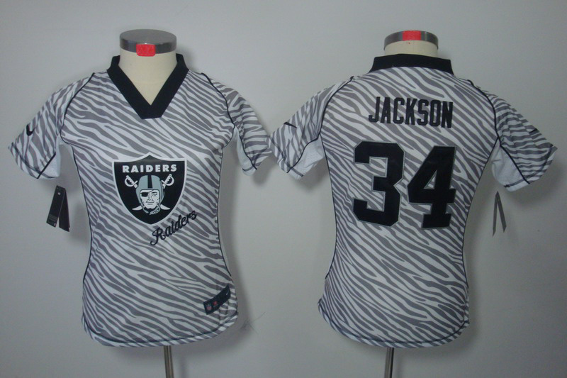 Nike Raiders 34 Jackson Women Zebra Jerseys