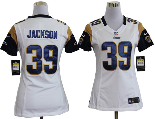 Nike Rams 39 JACKSON White Women Game Jerseys
