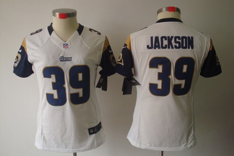 Nike Rams 39 Jackson White Women Limited Jerseys