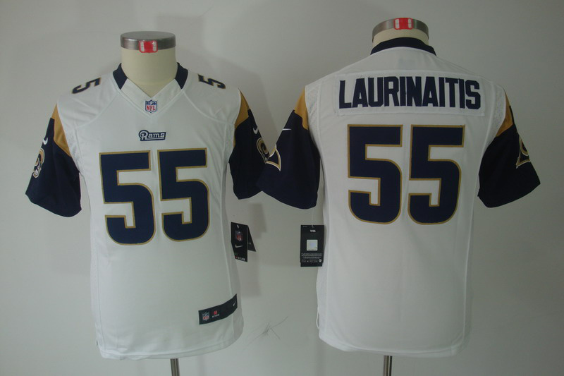 Nike Rams 55 LAURINAITIS White Kids Limited Jerseys