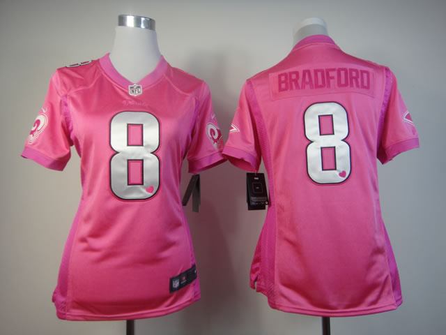 Nike Rams 8 Bradford Pink Love's Women Jerseys