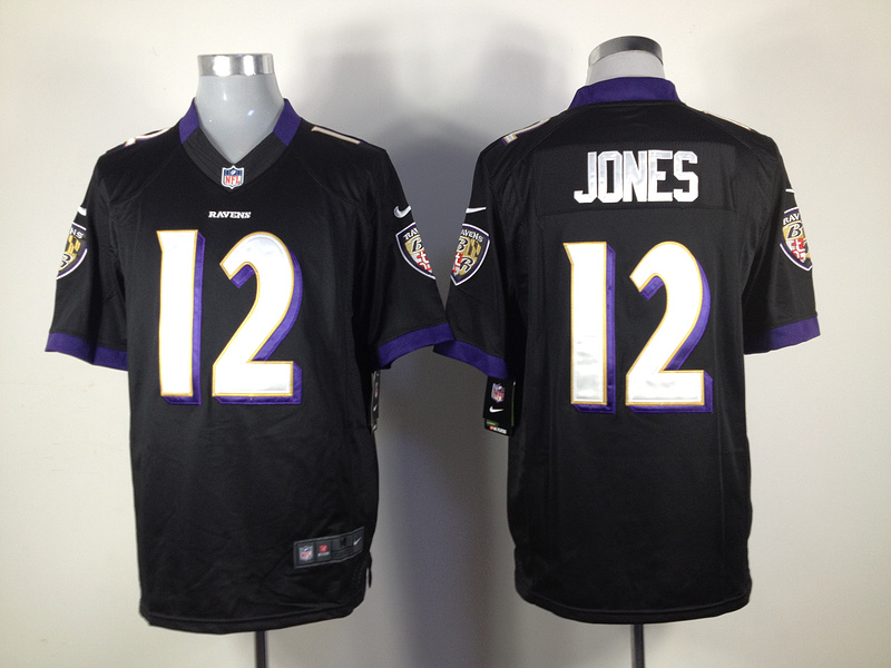 Nike Ravens 12 Jones Black Limited Jerseys