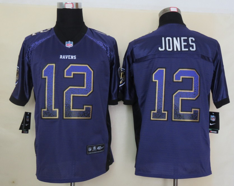 Nike Ravens 12 Jones Purple Elite Drift Jersey