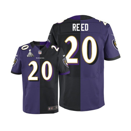 Nike Ravens 20 Ed Reed Purple&Black Split Elite 2013 Super Bowl XLVII Jersey