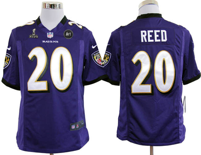 Nike Ravens 20 REED purple Game 2013 Super Bowl XLVII and Art Jerseys