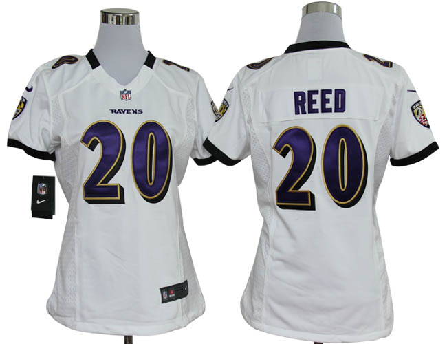Nike Ravens 20 Reed White Game Women Jerseys