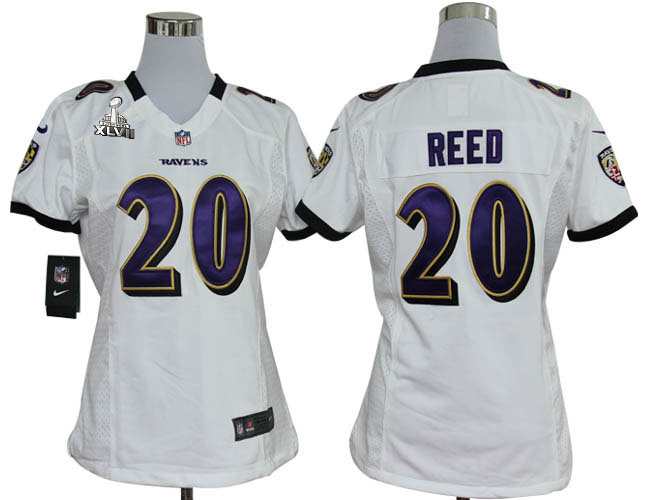Nike Ravens 20 Reed White Women Game 2013 Super Bowl XLVII Jersey