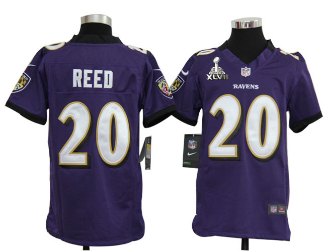 Nike Ravens 20 Reed purple game youth 2013 Super Bowl XLVII Jersey - Click Image to Close