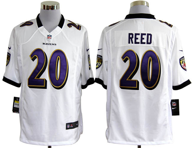 Nike Ravens 20 Reed white Game Jerseys