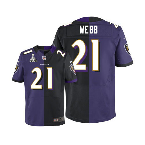 Nike Ravens 21 Lardarius Webb Purple&Black Split Elite 2013 Super Bowl XLVII Jersey