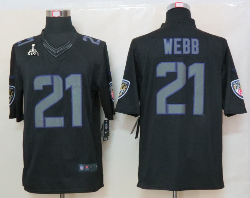 Nike Ravens 21 Webb Black Impact Limited 2013 Super Bowl XLVII Jersey