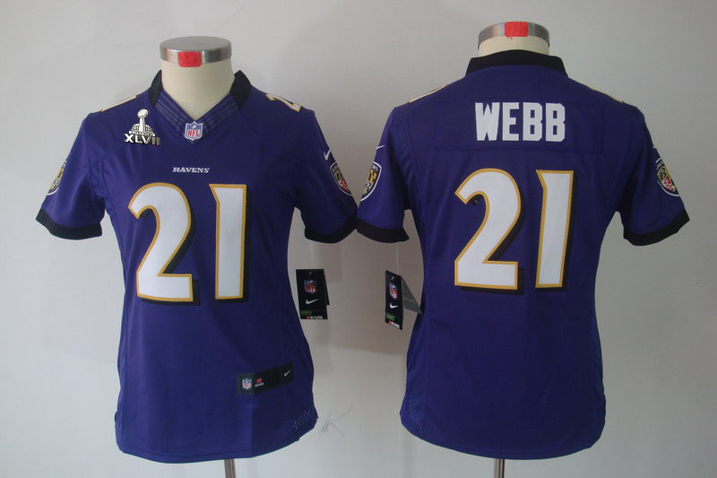 Nike Ravens 21 Webb Purple Women Limited 2013 Super Bowl XLVII Jersey
