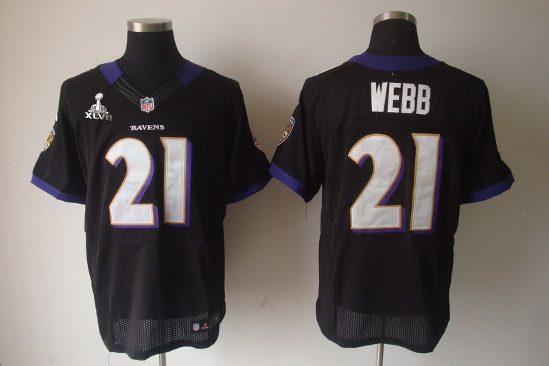 Nike Ravens 21 Webb black Elite 2013 Super Bowl XLVII Jersey