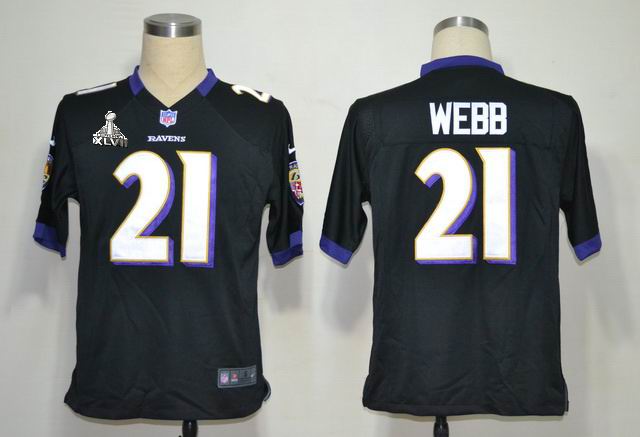 Nike Ravens 21 Webb black Game 2013 Super Bowl XLVII Jersey