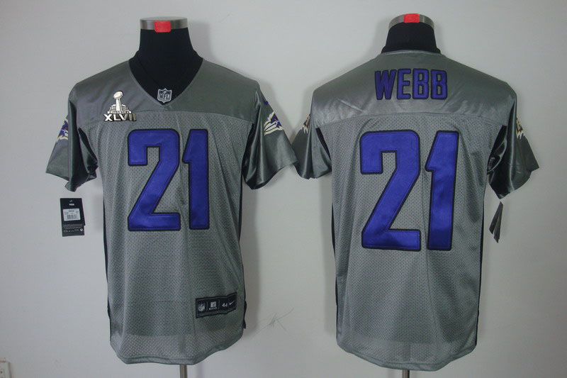 Nike Ravens 21 Webb grey Elite 2013 Super Bowl XLVII Jersey
