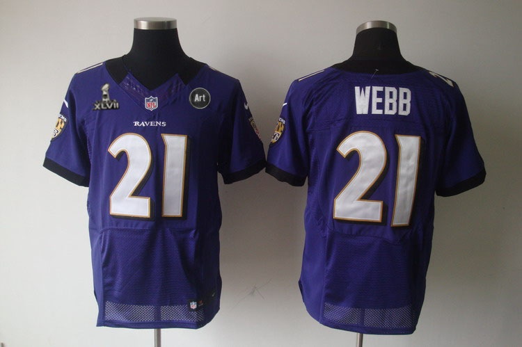 Nike Ravens 21 Webb purple Elite 2013 Super Bowl XLVII and Art Jerseys