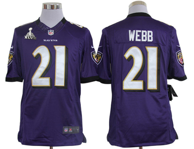 Nike Ravens 21 Webb purple limited 2013 Super Bowl XLVII Jersey