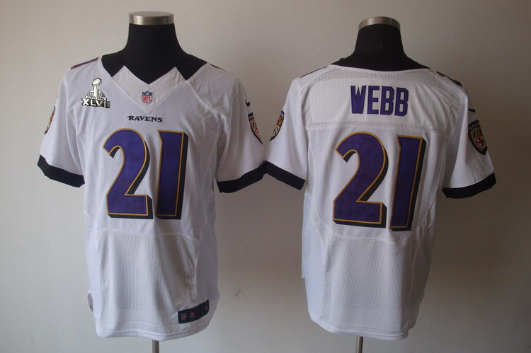 Nike Ravens 21 Webb white Elite 2013 Super Bowl XLVII Jersey