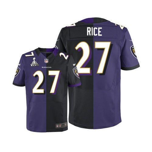 Nike Ravens 27 Ray Rice Purple&Black Split Elite 2013 Super Bowl XLVII Jersey