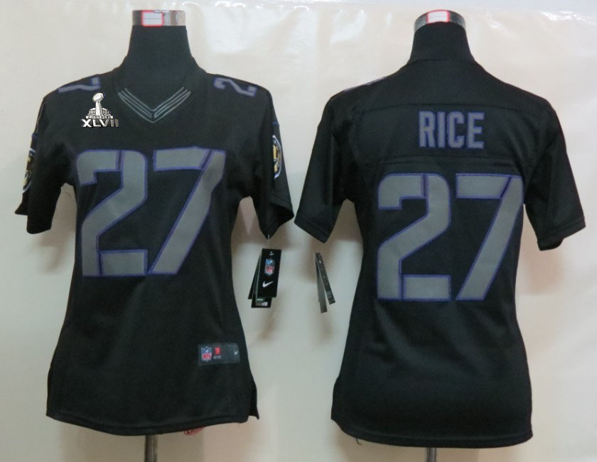Nike Ravens 27 Rice Black Impact Women Limited 2013 Super Bowl XLVII Jersey - Click Image to Close