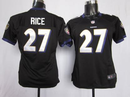 Nike Ravens 27 Rice Black Women Game Jerseys