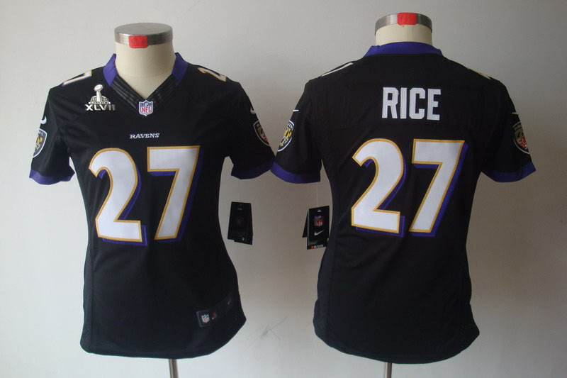 Nike Ravens 27 Rice Black Women Limited 2013 Super Bowl XLVII Jersey - Click Image to Close