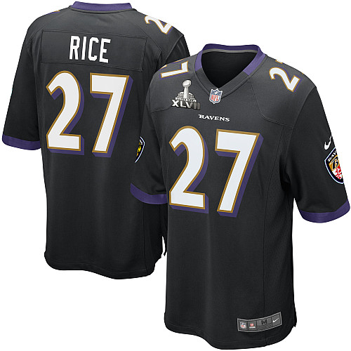 Nike Ravens 27 Rice Black game 2013 Super Bowl XLVII Jersey