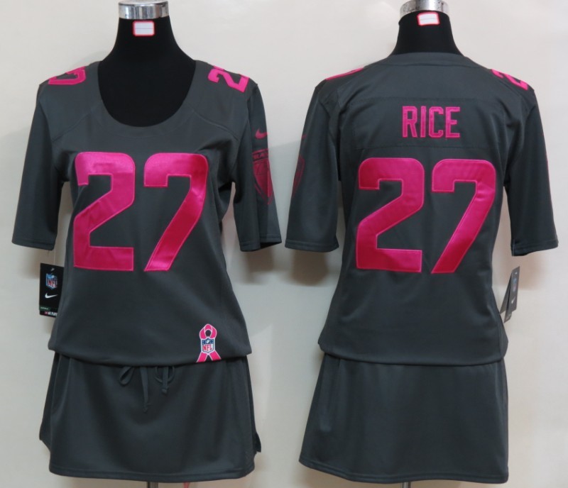 Nike Ravens 27 Rice Elite breast Cancer Awareness Dark Grey Women Jerseys