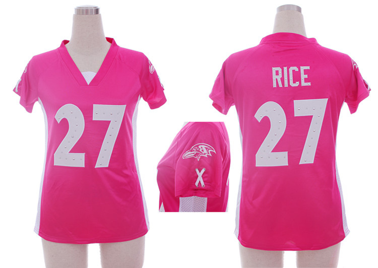 Nike Ravens 27 Rice Pink Women Draft Him II Top Jerseys