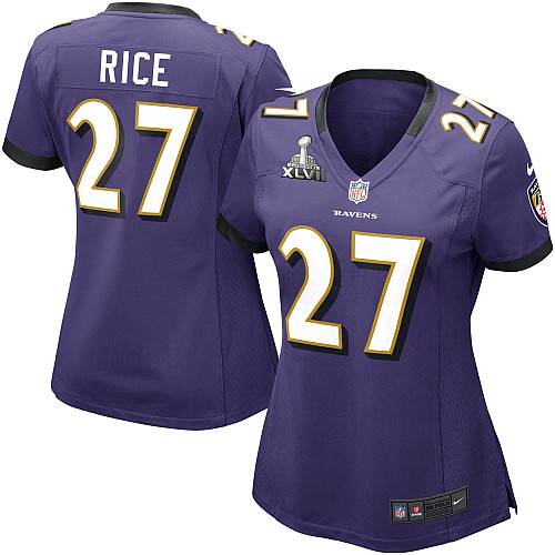 Nike Ravens 27 Rice Purple women 2013 Super Bowl XLVII Jersey