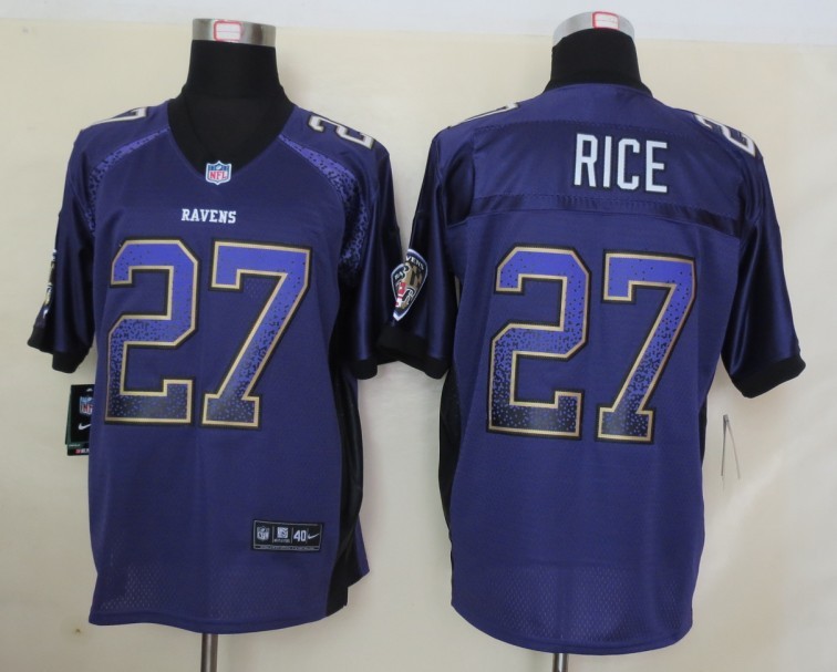 Nike Ravens 27 Rice Purple Elite Drift Jersey