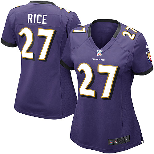 Nike Ravens 27 Rice Purple Game Women Jerseys