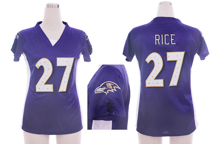 Nike Ravens 27 Rice Purple Women Draft Him II Top Jerseys