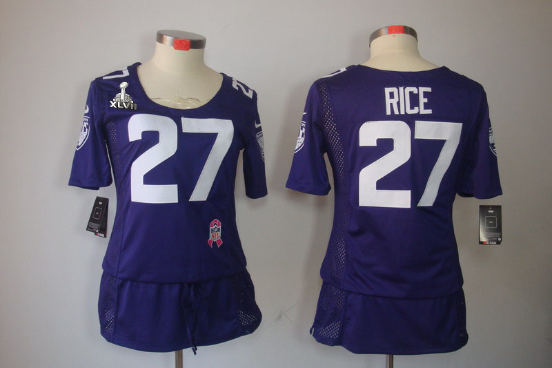 Nike Ravens 27 Rice Purple Women Elite 2013 Super Bowl XLVII Skirts