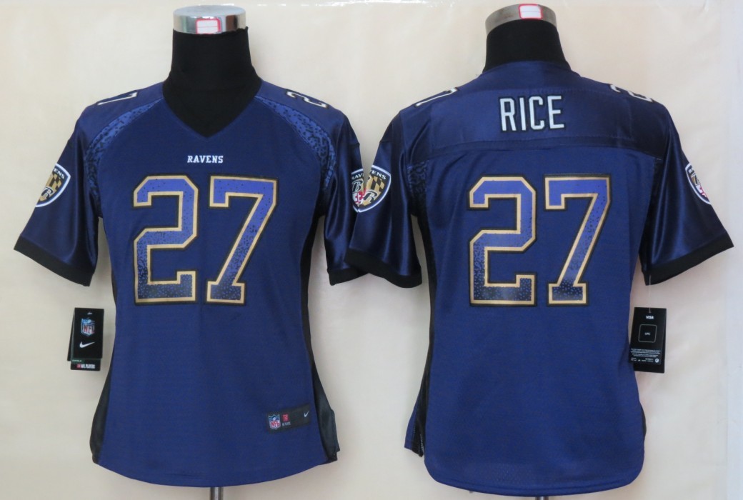 Nike Ravens 27 Rice Purple Women Elite Drift Jersey