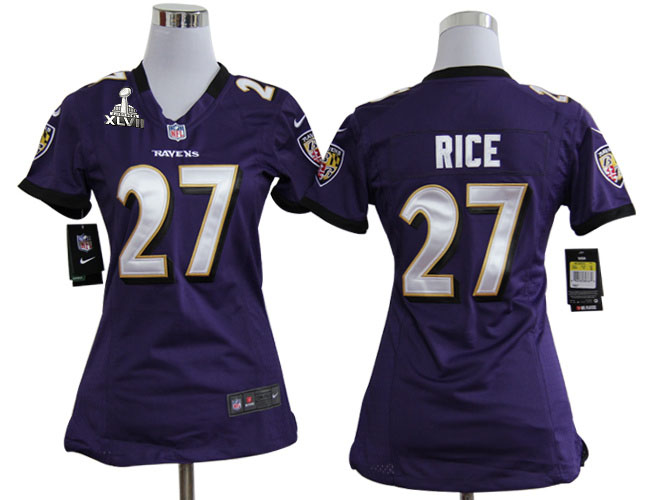 Nike Ravens 27 Rice Purple Women Game 2013 Super Bowl XLVII Jersey - Click Image to Close